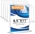 10 Pack Acrylic Sign Holder 8.5 x 11, Double-Sided Clear Sign Holder Plastic by DECOHOBO