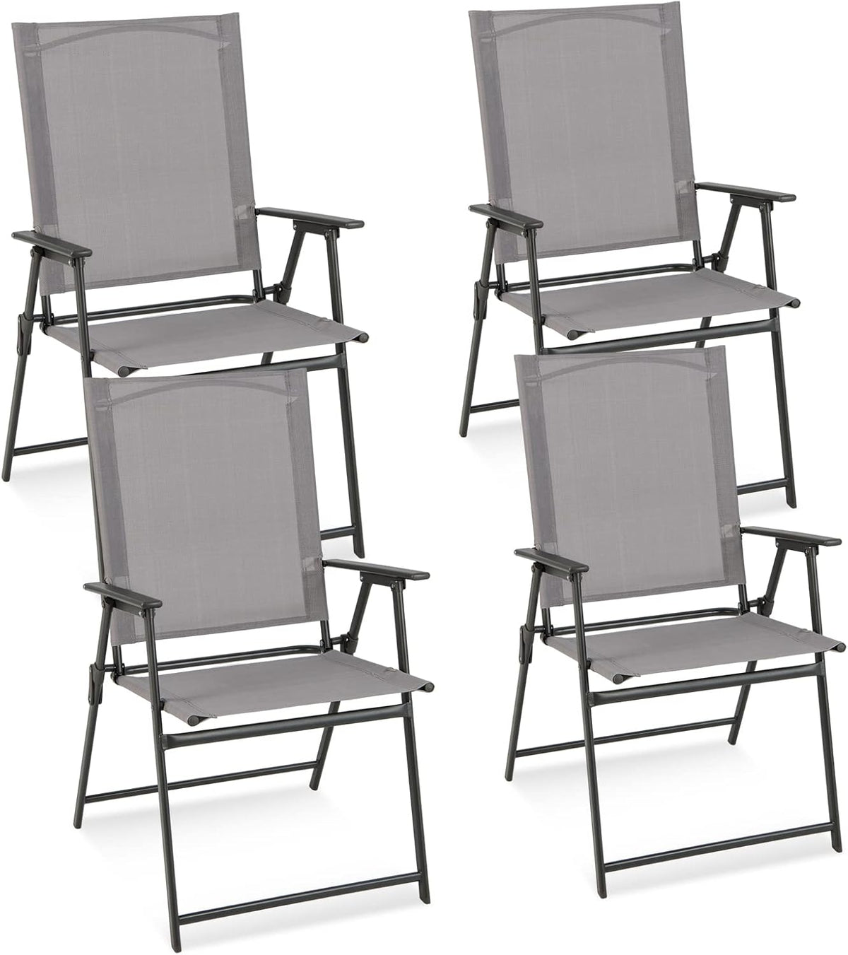 Tangkula Set of 4 Patio Folding Chairs, High Back Dining Chairs with Weather-...