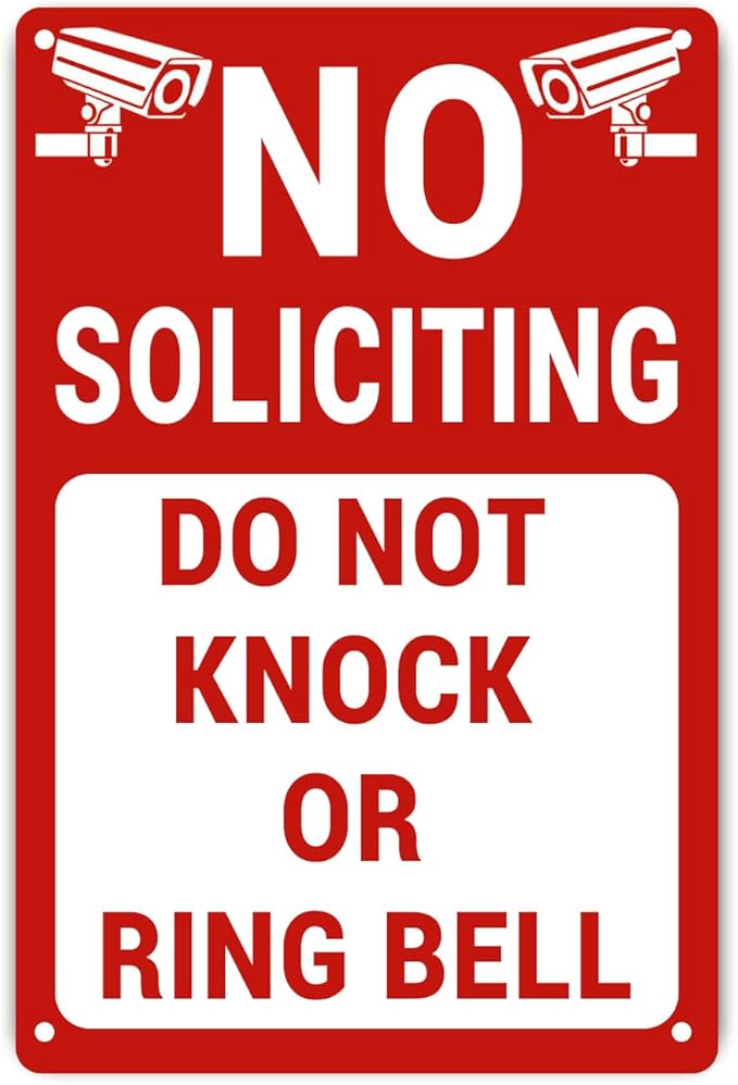 No Soliciting Sign for House/Home, Metal Yard Sign for Front Door, Perfect by LaZimnInc