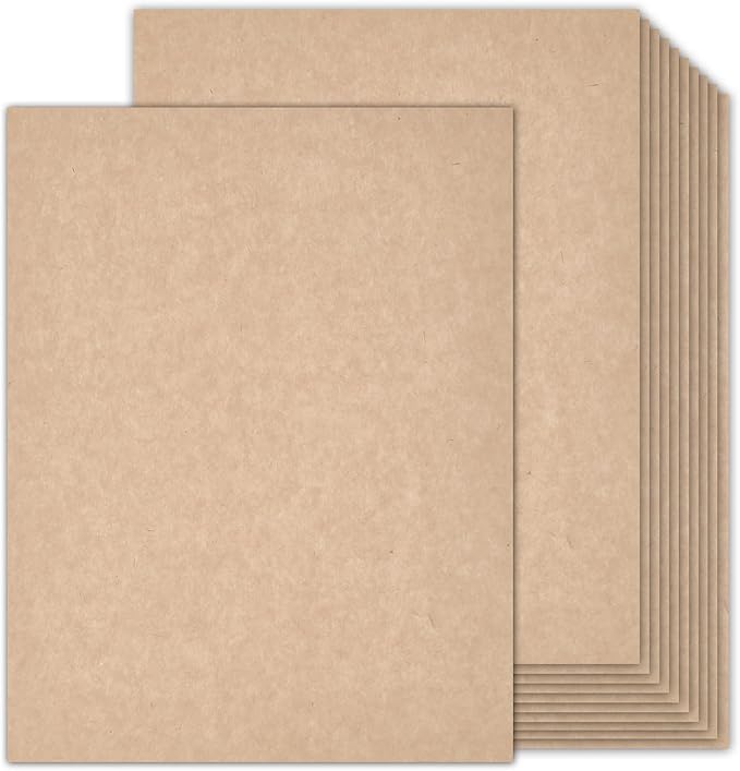 100 Sheets Parchment Cardstock 8.5 x 11 Textured Printer Paper, Goefun 90lb Tan by Goefun