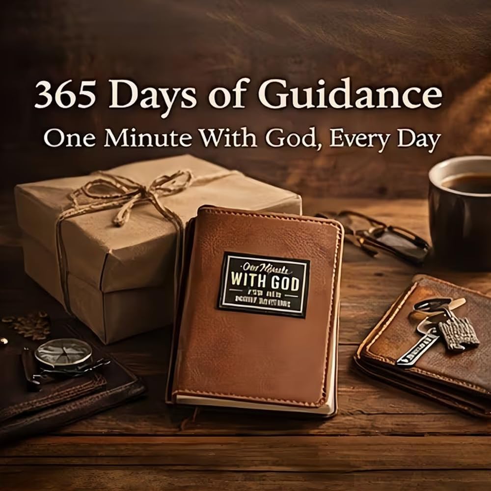 lajotiz One Minute With God: 365 Days Daily Prayer Book For Men | Daily Devotional and Prayer Journal Note Book Brown Faux Leather