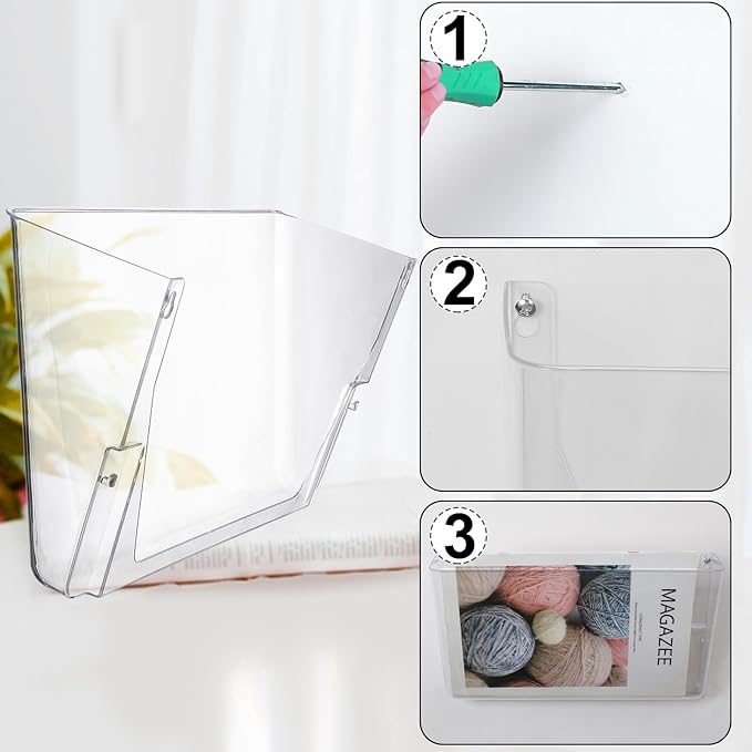 Tenceur 12 Pcs Plastic Single Pocket Wall Mount File Holder - Image 3