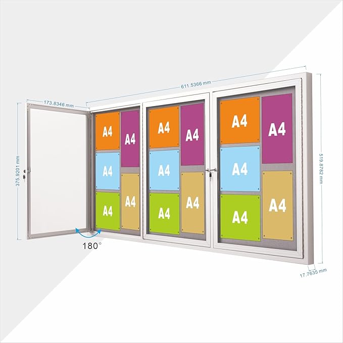71x36 Inch Lockable Enclosed Bulletin Board, Weather-Resistant Outdoor - Image 2
