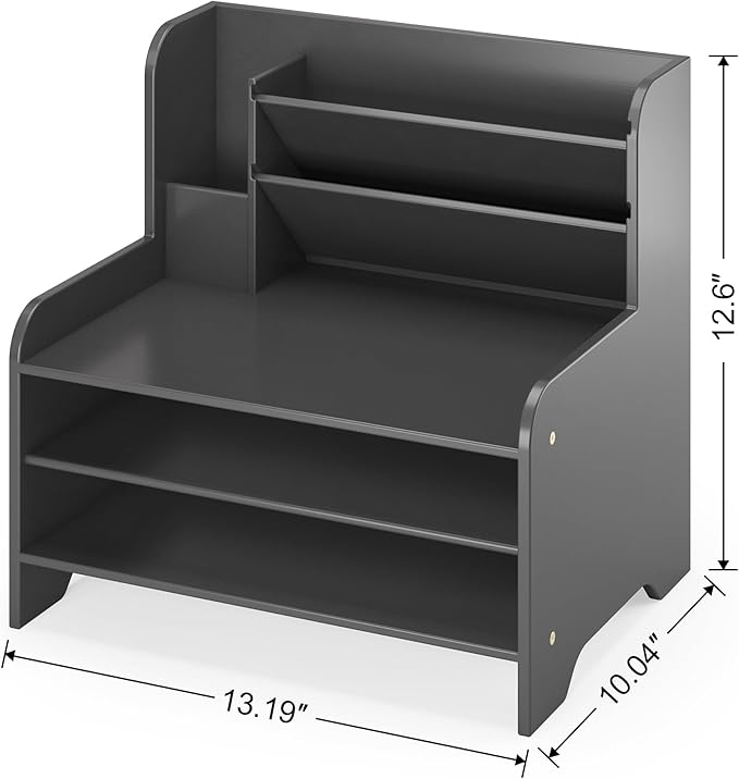 Wisuce Essentials Bamboo Desk Organizer Mail Holder Countertop Letter Tray File - Image 3