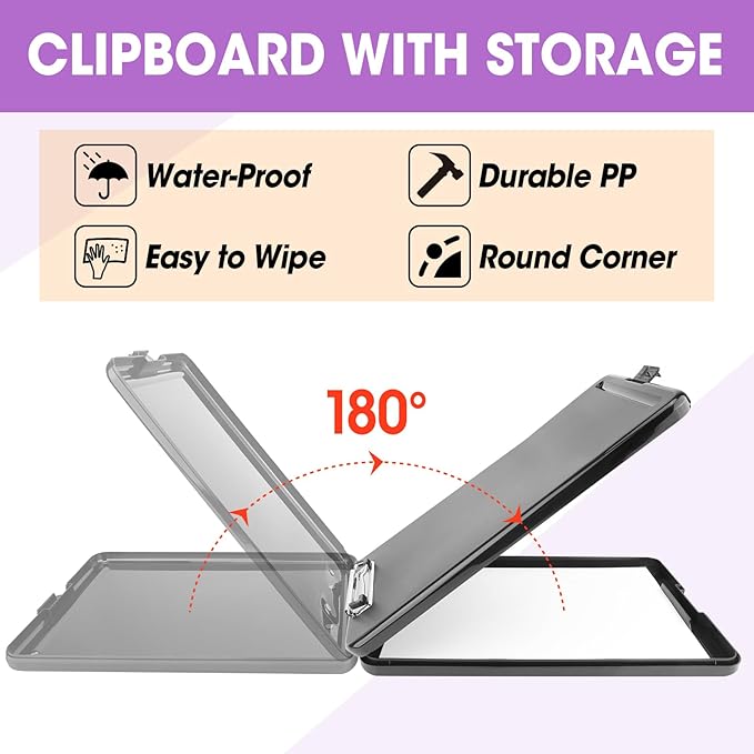8 Pack Clipboard with Storage, High Capacity Storage Clipboard 8.5 x 11 with - Image 4