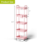 Sorgion 5 Tier Rolling Cart Organizer, Bathroom Cart Organizers - Image 3