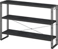 HCHQHS Bookshelf, 3-Tier Industrial Bookcase, Freestanding Horizontal