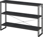 HCHQHS Bookshelf, 3-Tier Industrial Bookcase, Freestanding Horizontal