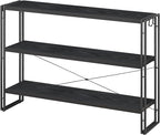 HCHQHS Bookshelf, 3-Tier Industrial Bookcase, Freestanding Horizontal by HCHQHS