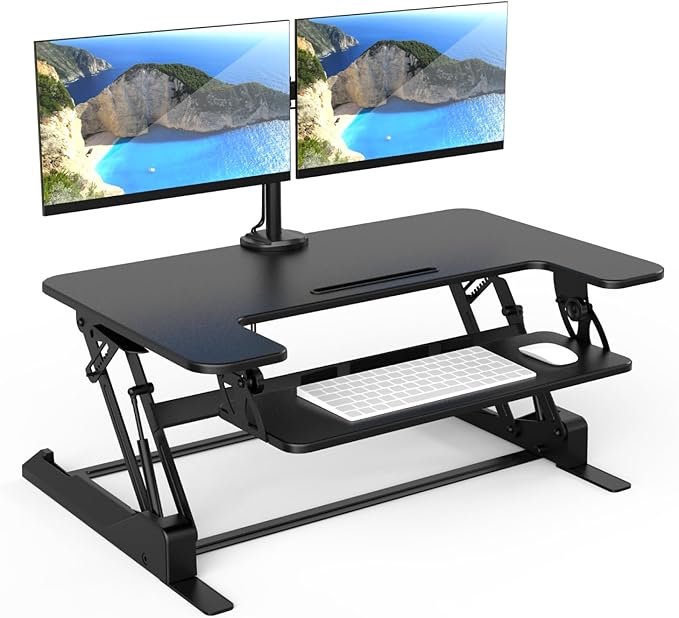 Mount-It! Standing Desk Converter Dual Monitor, 2 Screen Mounts Included by Mount-It