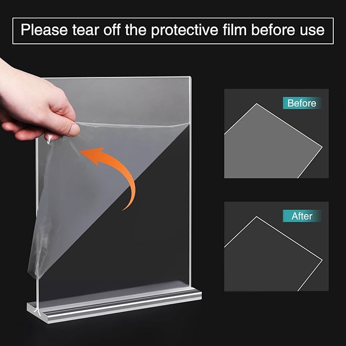 Relx 18 Pack Acrylic Sign Holder 8.5 x 11, Vertical T Shape Plastic Sign Holder - Image 3