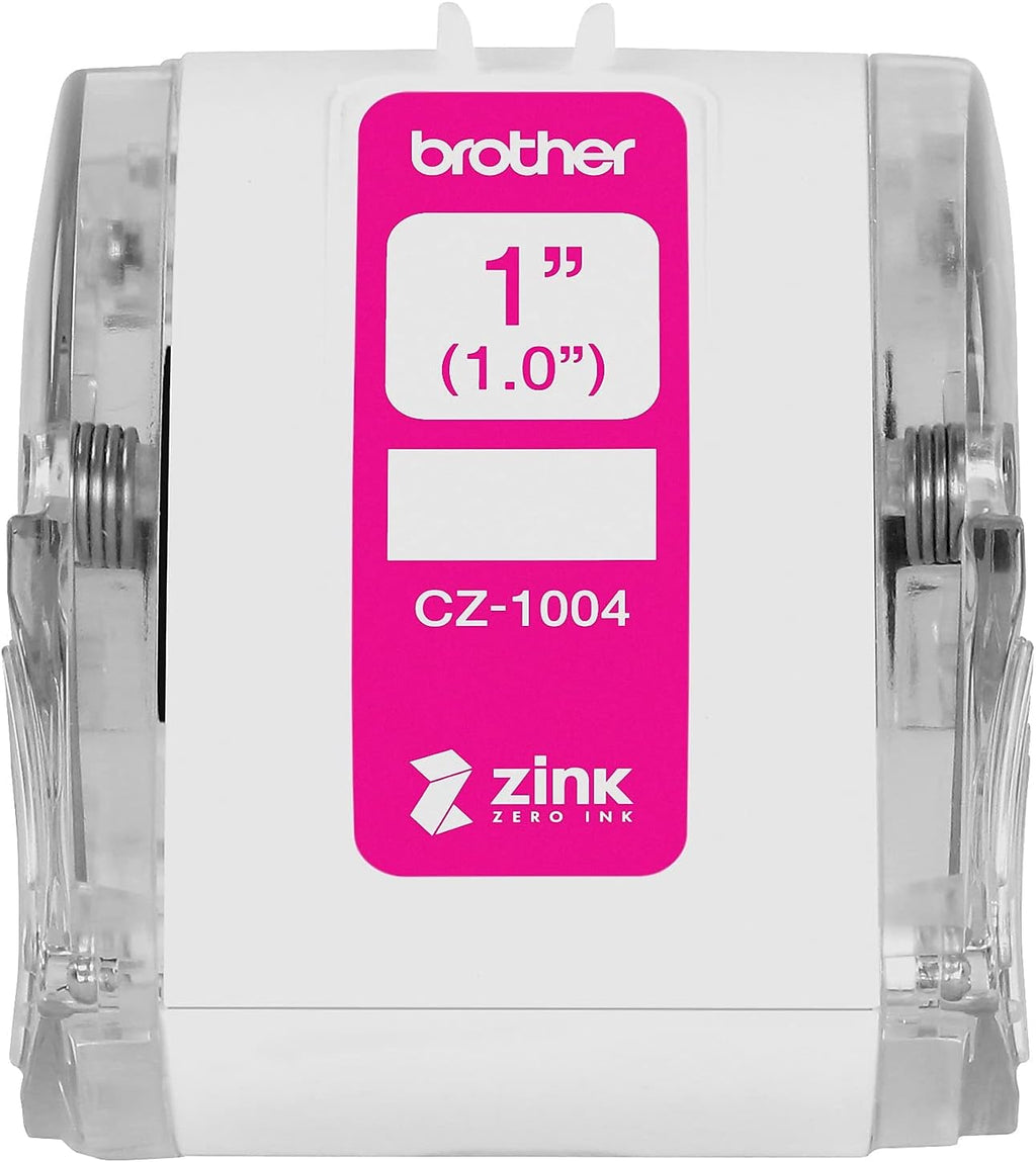 Brother Genuine CZ-1004 Continuous Length 1” (1.0”) 25 mm Wide x 16.4 ft. (5 m) Long Label Roll Featuring Zink Zero Ink Technology
