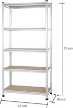 Amazon Basics Double Post Press Board 5 Tier Shelf 36 x 18 x 72, Aluminum | - Image 2