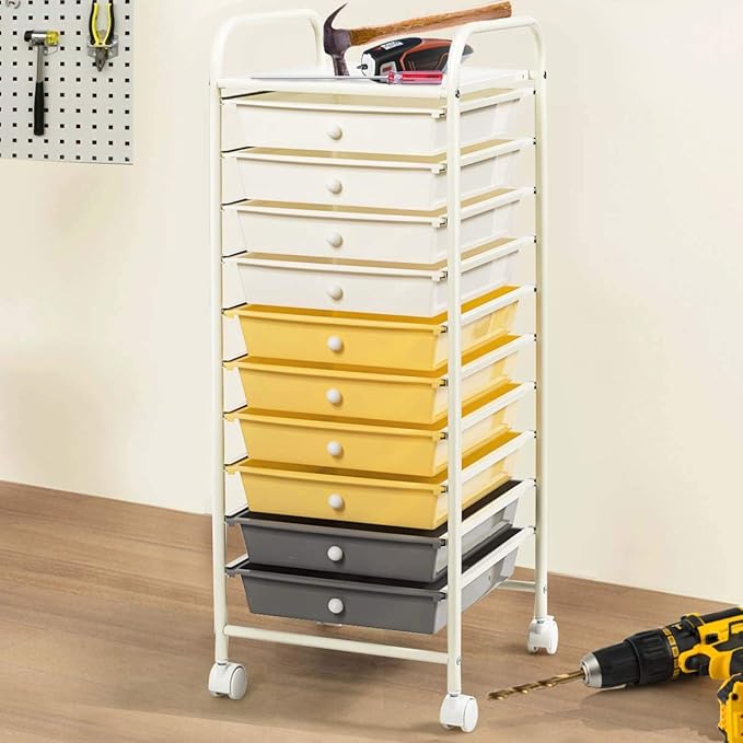 Giantex 10 Drawer Rolling Storage Cart Scrapbook Paper Office School Organizer - Image 2