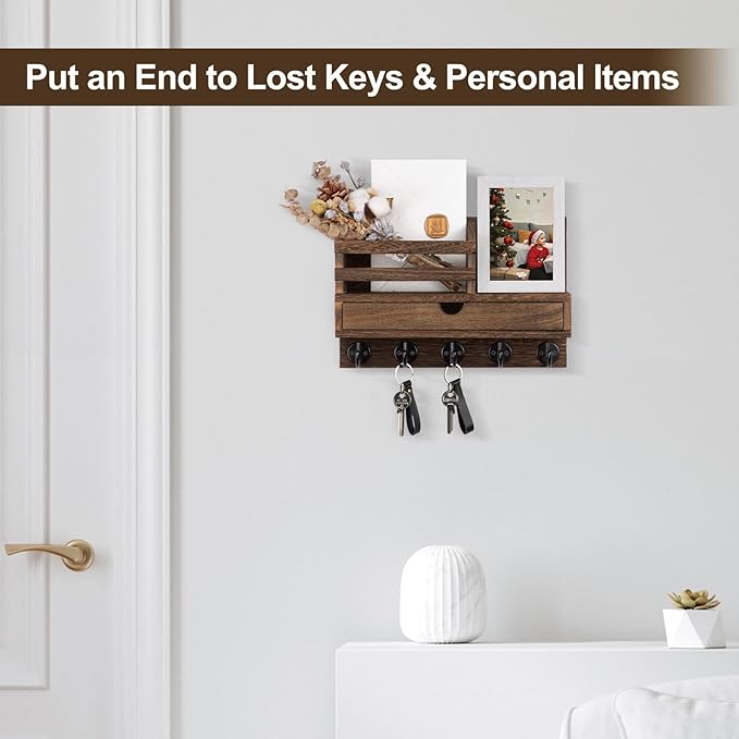 Lucundm Key Holder Wall Mount, Mail Holder - Image 2