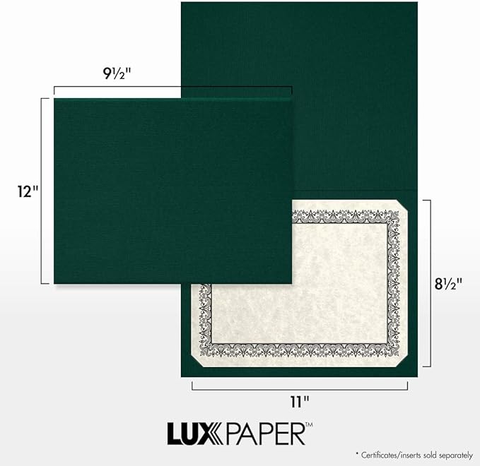 LUXPaper 9.5" x 12" Certificate Holders | Green Linen | 100lb. Cover | 25 Qty - Image 4
