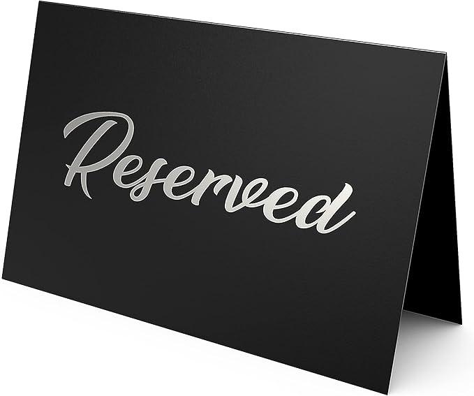 10 Pack Black Reserved Table Signs by Iricus