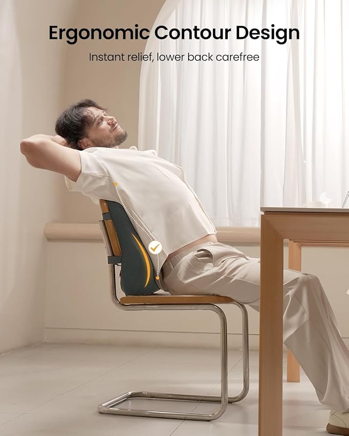 ProtoArc Lumbar Support Pillow for Office Chair, Memory Foam Back Support - Image 2