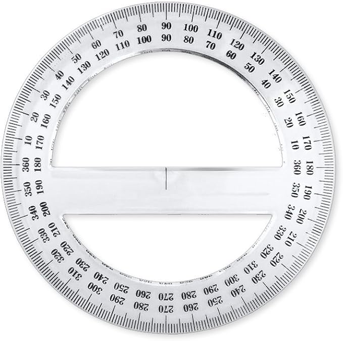 Pack of 24, 360-degree Protractor, 12.5cm Diameter, Crystal Clear - Image 3