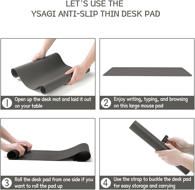 YSAGi Non-Slip Leather Desk Pad, Waterproof Laptop Computer Desk Keyboard Mat - Image 7