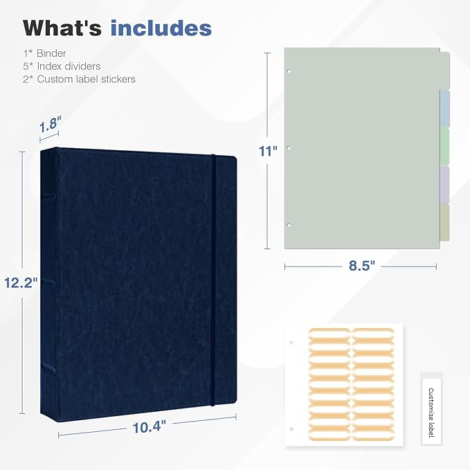 Ospelelf Vintage Hardcover 3 Ring 1 inch Leather Binder, Professional Binders - Image 5