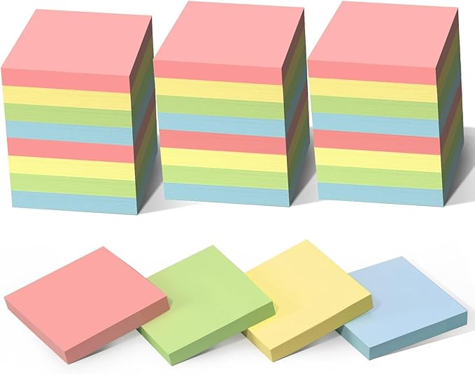 HappyHapi Sticky Notes 3x3 Inch 2800 Sheets, 28 Pack 100 Sheets/Pad, 4 Soft by Happyhapi