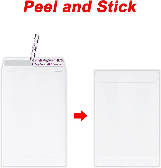 Bonfasvo 300 Pack 6x9 White Catalog Envelopes Peel & Seal Security Mailing - Image 3