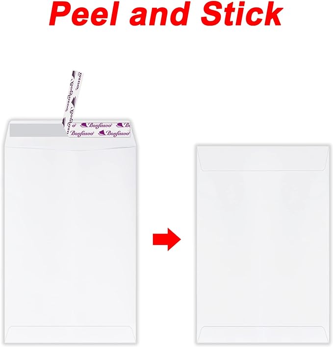 Bonfasvo 300 Pack 10x13 White Catalog Envelopes Peel & Seal Security Mailing - Image 3