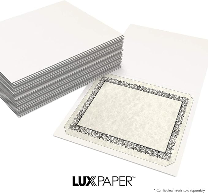 LUXPaper 9.5" x 12" Certificate Holders | White Linen | 100lb. Cover | 250 Qty - Image 8