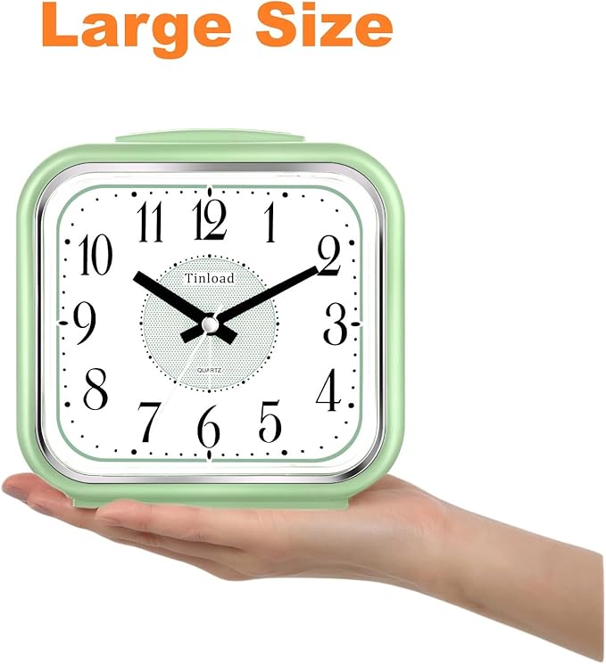 Tinload 5.5" Large Analog Alarm Clock Silent Non Ticking, Gentle Wake, Beep - Image 6