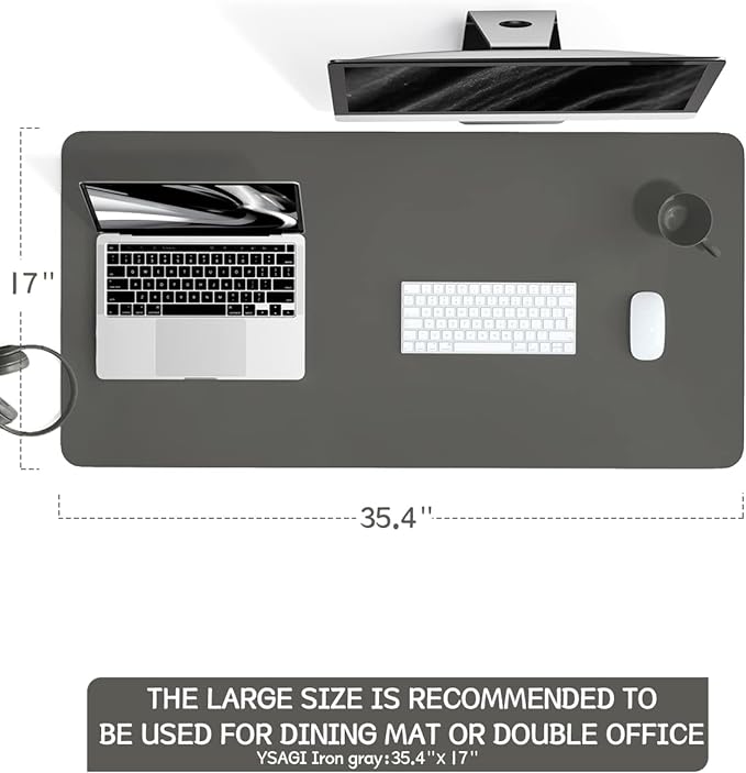 YSAGi Non-Slip Leather Desk Pad L Size, Waterproof Laptop Computer Desk - Image 2