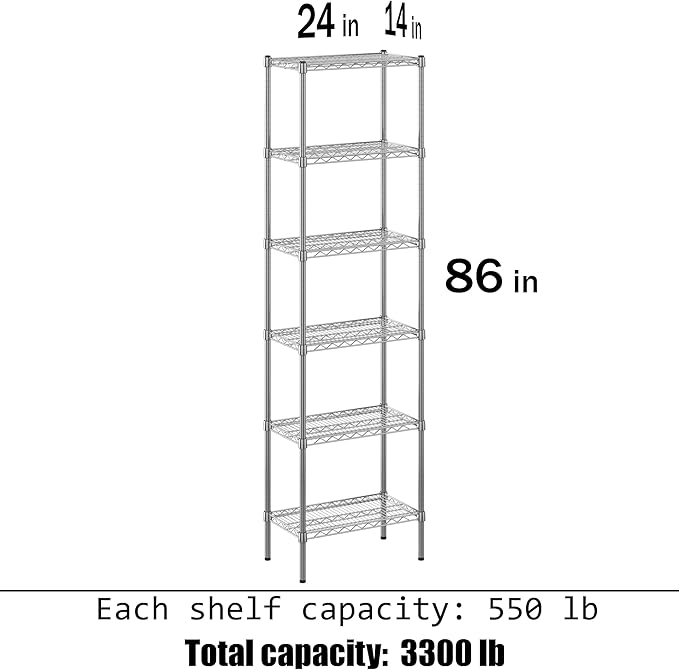 Regal Altair 14" Deep x 24" Wide x 86" Height Wire Shelving Kit | 6-Tier | NSF - Image 3
