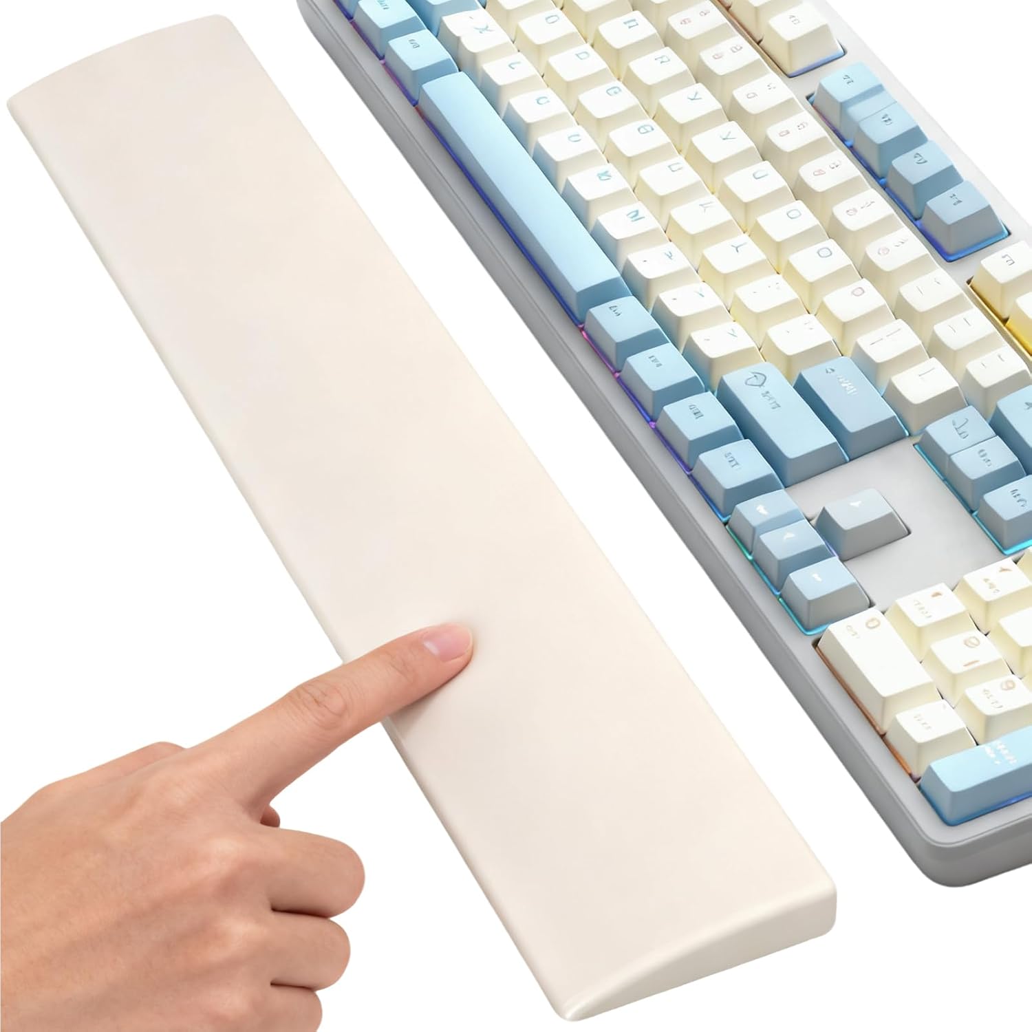 Silicone Wrist Rest for Full-Sized Mechanical Keyboards - Honeycomb Anti-Slip Base, 17.6-Inch Palm Support for Ergonomic Typing and Pain Relief (Ivory White, 17.6)