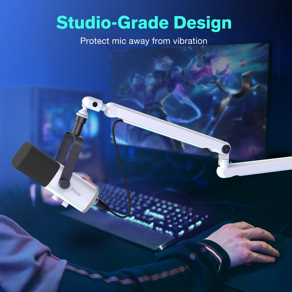 FIFINE BM88W Low Profile Mic Boom Arm for Podcast Recording Streaming