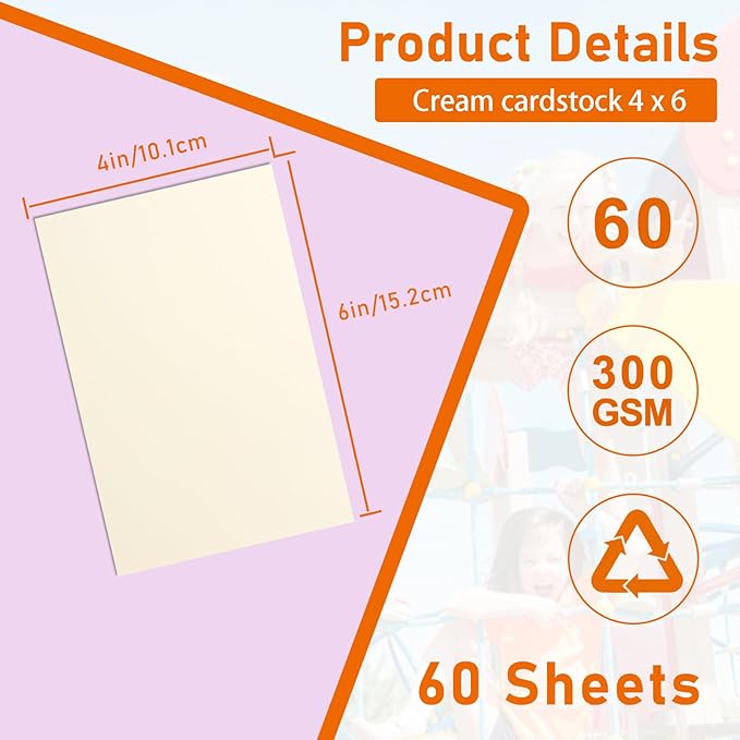 Guakicae 60 Sheets Cream Cardstock 4 x 6 Ivory Paper, 300gsm/110lb Heavyweight - Image 2