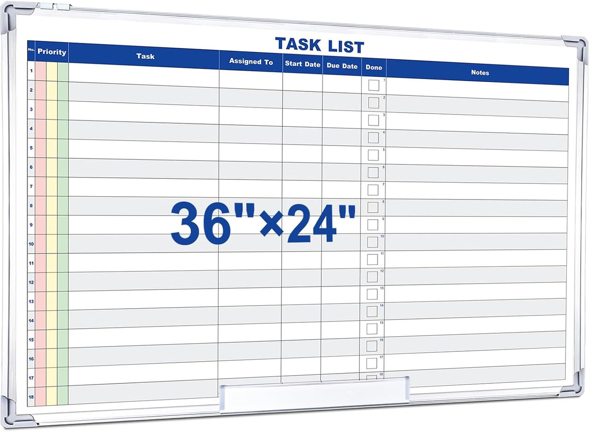 Lincia Large Dry Erase Task List 36 x 24 Inch Planner White Board