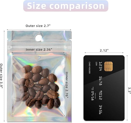 100Pcs Holographic Packaging Bags, 2.7x3.9 inch Resealable Foil Pouch Mylar - Image 2