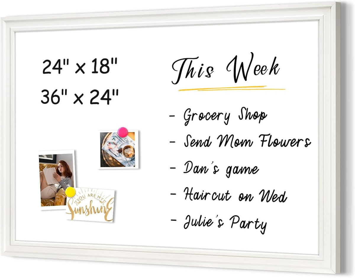 4 THOUGHT Dry Erase Board, 24" x 18" Magnetic Whiteboard, White