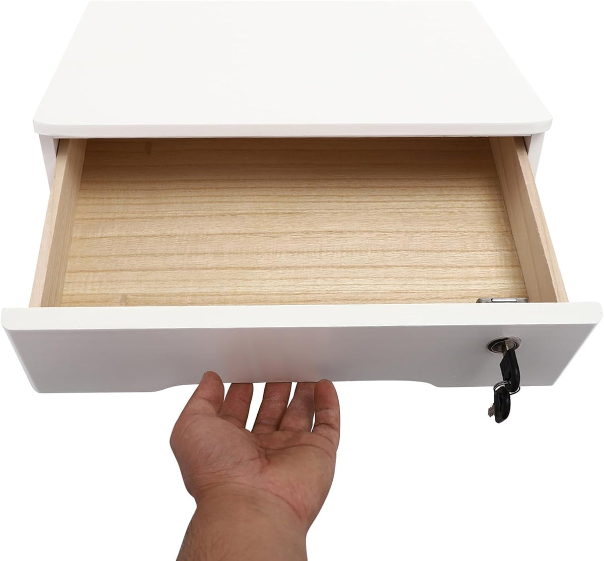Wood Desk Organizer with Drawers, Lockable Desktop Countertop Storage Cabinet...