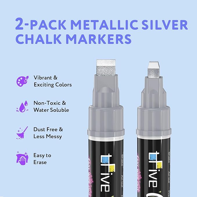 TFIVE Metallic Silver Liquid Chalk Markers - Image 2
