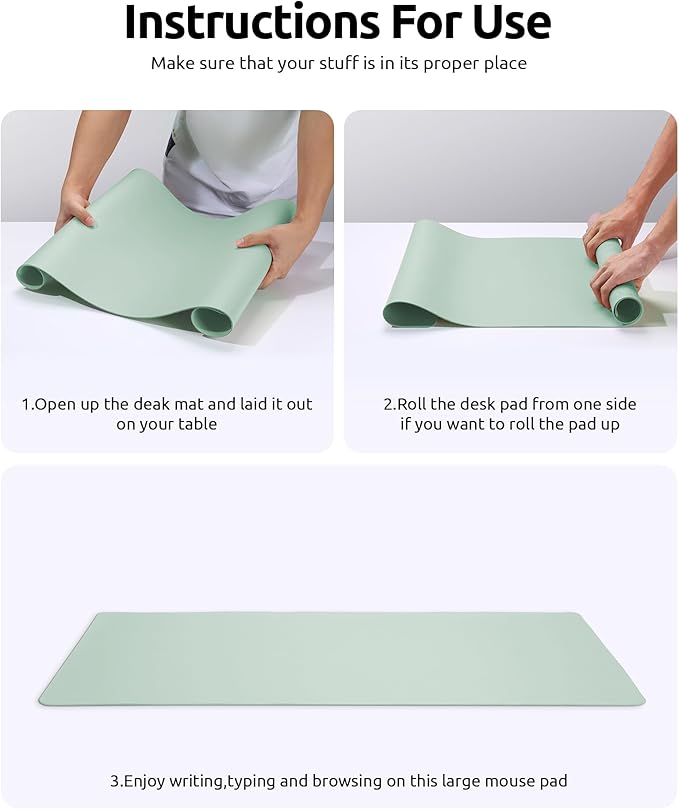 YSAGi Leather Desk Protector, Office Mat, Large Mouse Mat, Non-Slip PU Leather - Image 9