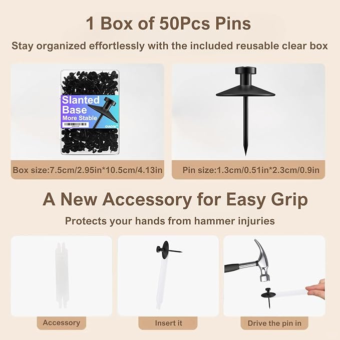 50pcs Black Thumb Tacks - Image 2