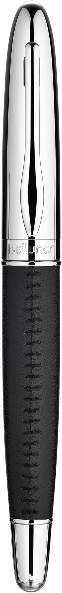 BEILUNER 318 Luxury Leather Pen, Hand-Stitched Premium Leather, Chrome-Plated - Image 9