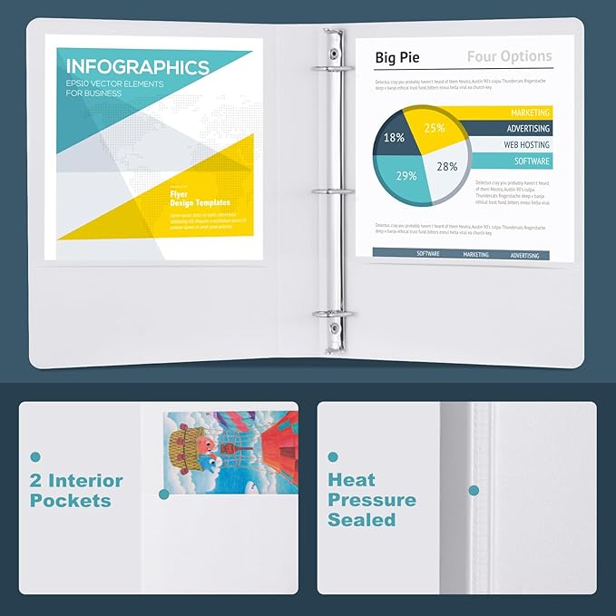 3 Ring Binder 2 Inch, ViVin Sturdy 2"-Slant D Ring Binder - Image 6
