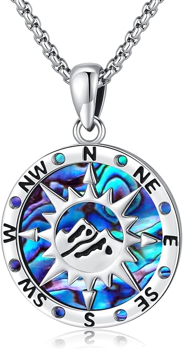 Compass Necklace for Women Men 925 Sterling Silver Pendant Urn Necklaces for by Eusense