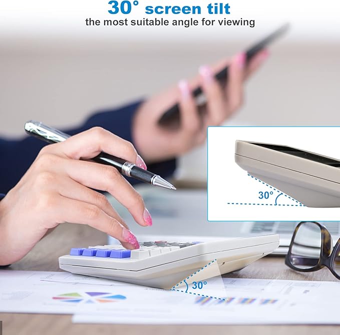 Desk Calculator 12 Digit Extra Large 4.3-Inch LCD Display, Two Way Power - Image 6