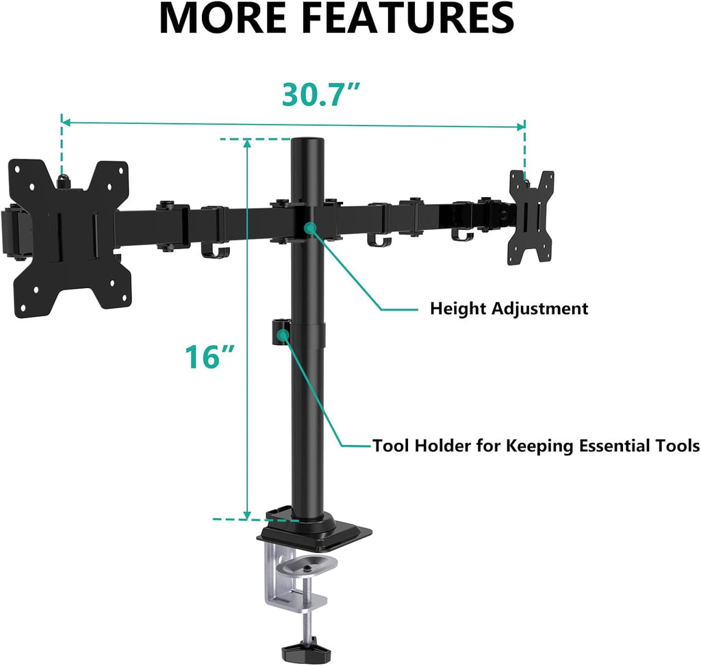 wali articulating dual monitor stand for 13-32 inch, view 9