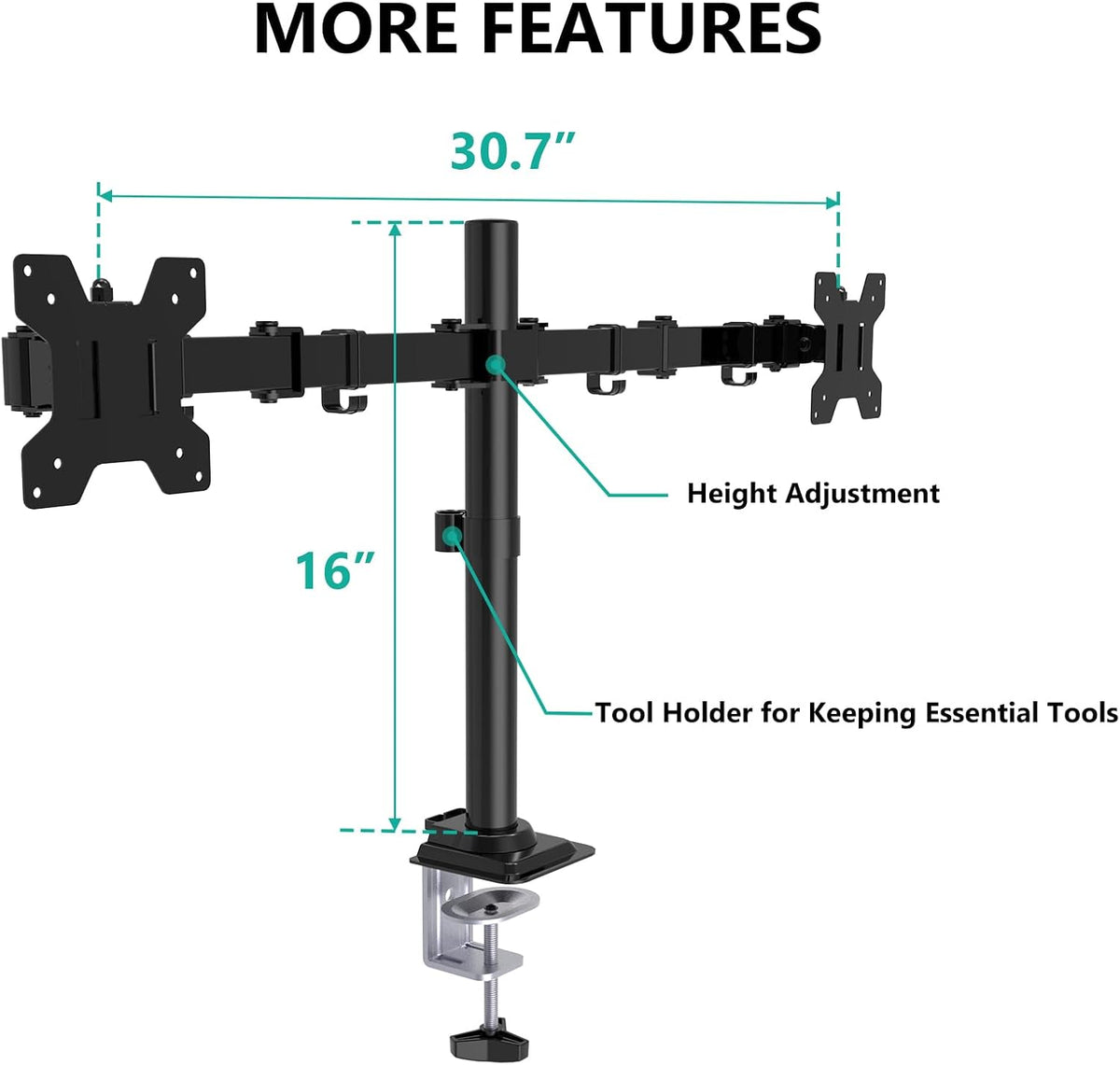 wali articulating dual monitor stand for 13-32 inch, view 9