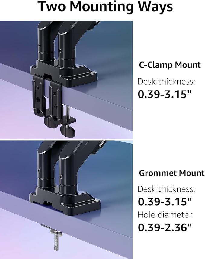 MOUNTUP Dual Monitor Stand for Max 43 inch Screens, Ultrawide Monitor Arm - Image 8