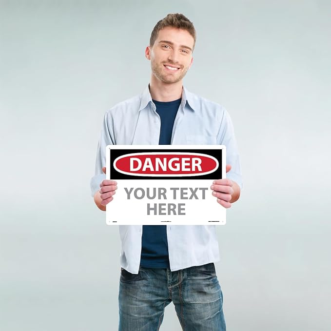 Custom OSHA Style Danger Sign 12" x 18" Plastic Sign, Customizable "Your Text - Image 2